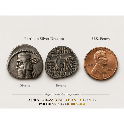 Parthian Silver Drachm of Artabanus II, c. AD 10–38 | درهم نقرهٔ اشکانی اردوان دوم
